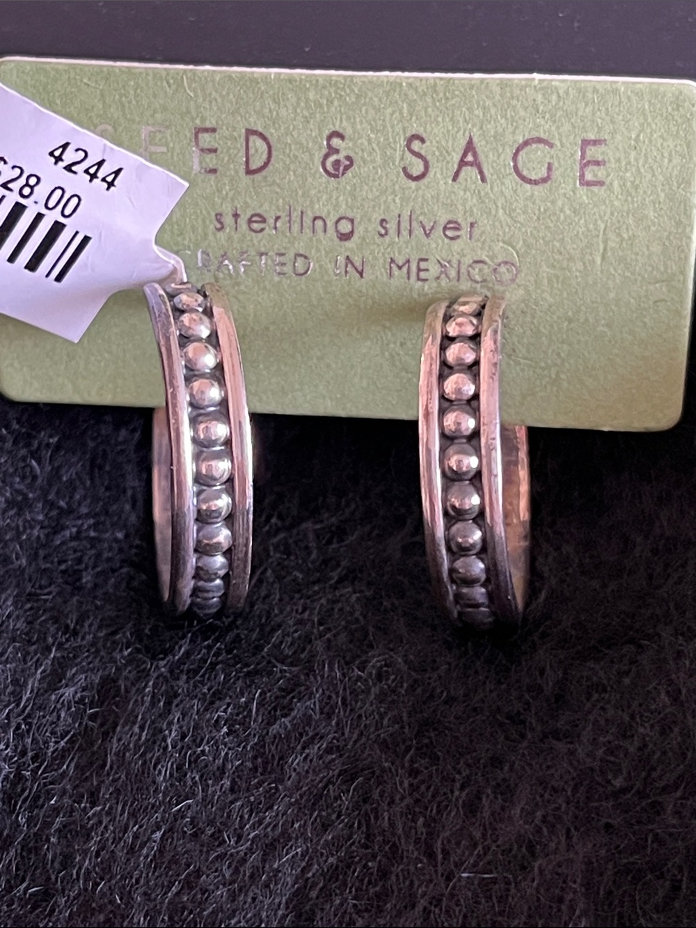 NWT Seed & Sage Sterling Silver Beaded Hoop Earrings - Silver